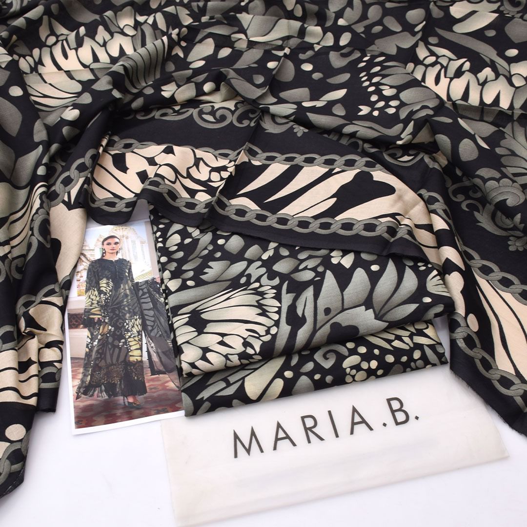 2026 Maria. B Lawn Collection 3pcs Suit (Zet Black)