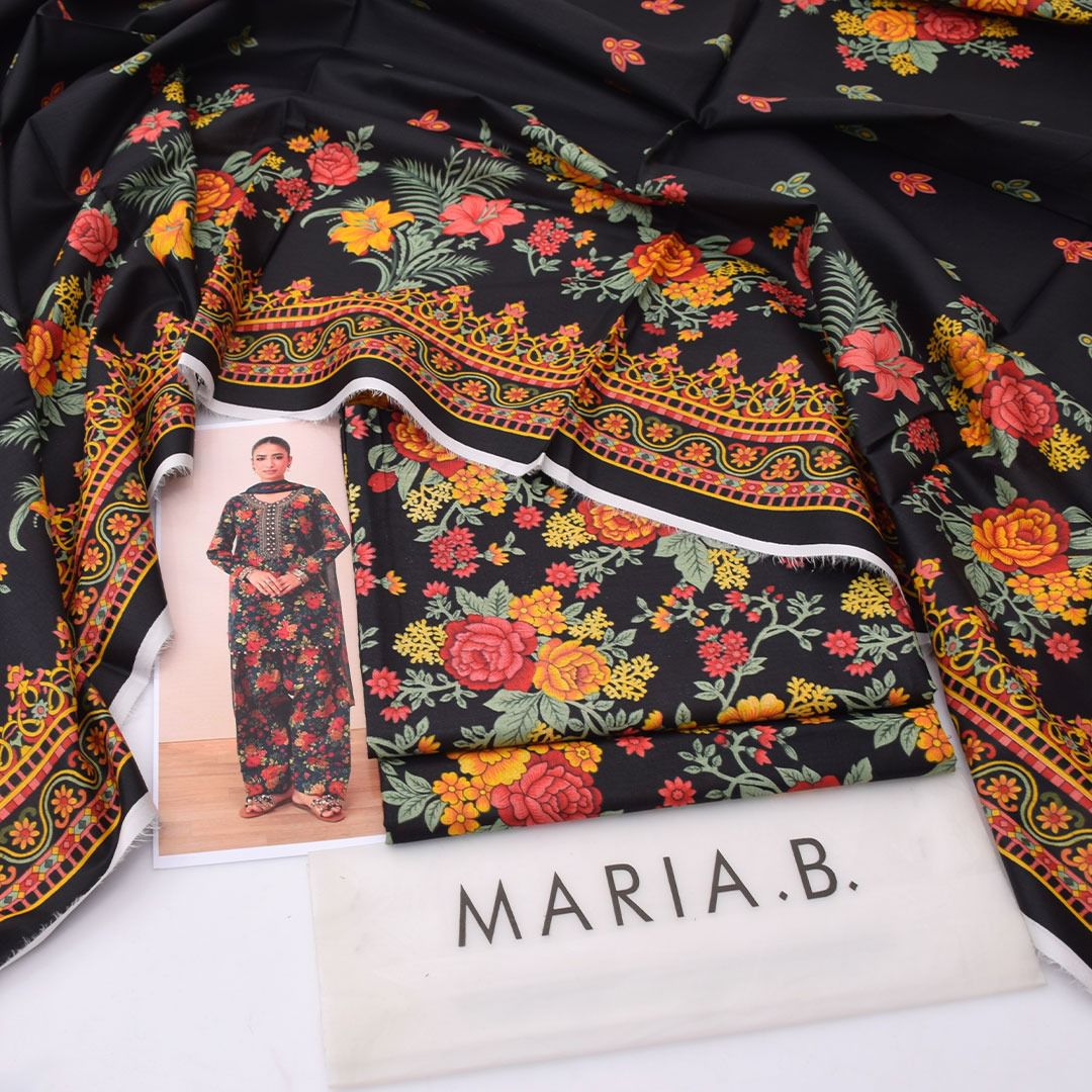 2026 Maria.B Lawn Collection 3pcs Suit (Jet black )