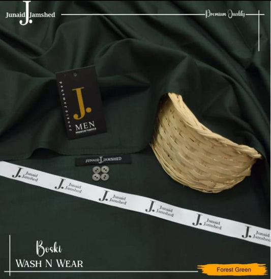 Junaid Jamshed Wash Wear Boski 100% Guaranteed Fabric (Forest Green)
