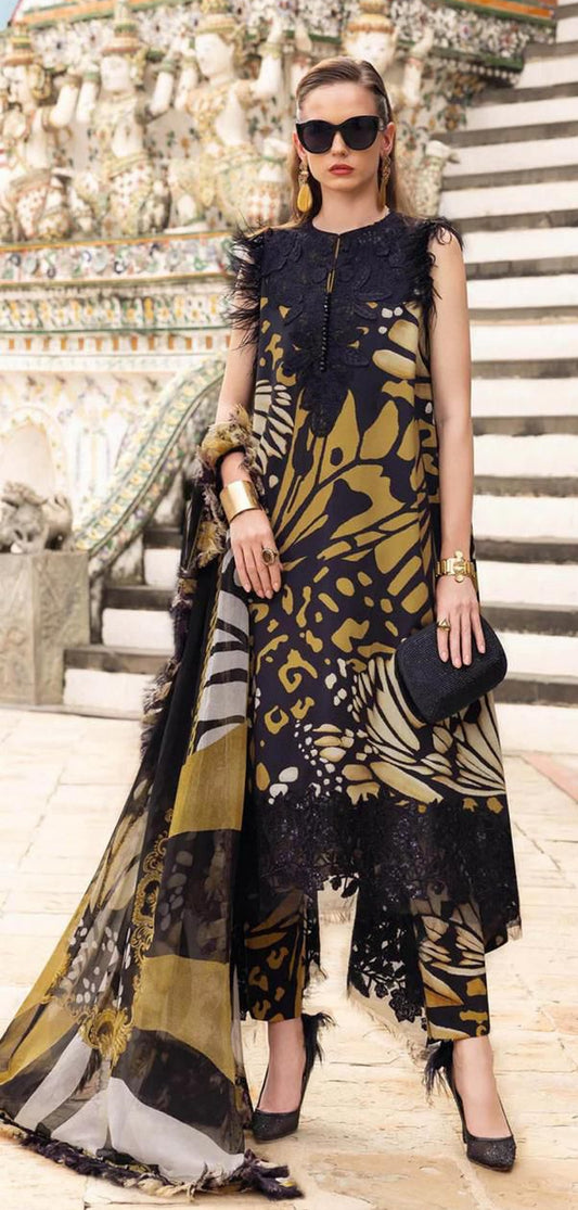 2026 Maria. B Lawn Collection 3pcs Suit (Jet Black)