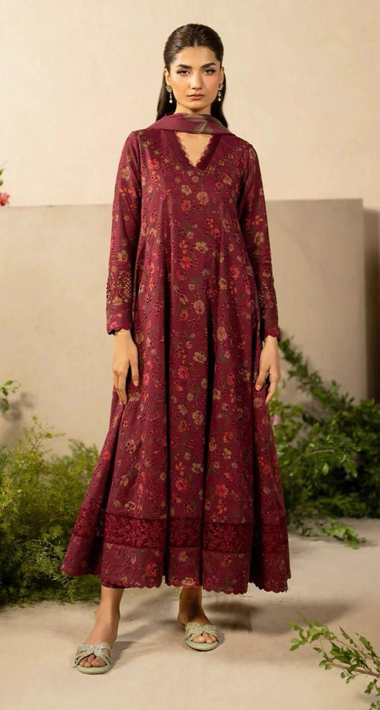 2026 IZNIK Lawn Collection 3pcs Suit (Burnt Orange)
