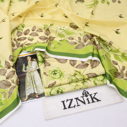 2026 IZNIK Lawn Collection 3pcs Suit (Lemon Chiffon)