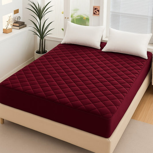 Maroon Waterproof Mattress Protector Bedsheet