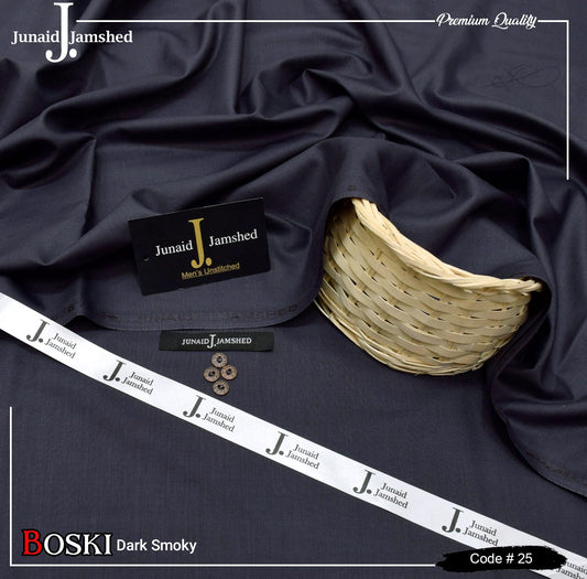 Junaid Jamshed Wash Wear Boski 100% Guaranteed Fabric ( Dark Smoky)
